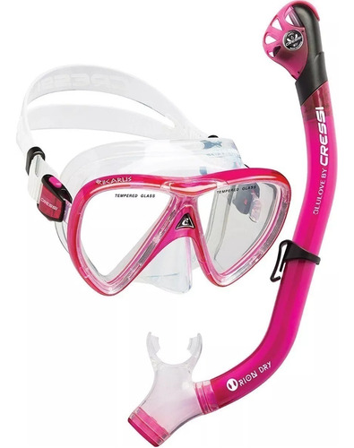 Combo Cressi Icarus & Orion Dry Buceo Y Snorkeling - Pvr Color Rosa