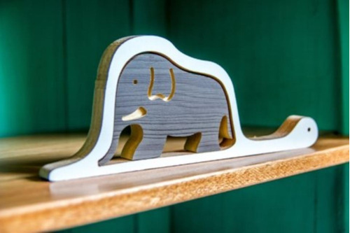 Imagen 5 de 5 de Figuras Decorativas En Madera Zorro, Gato, Boa Y Elefante