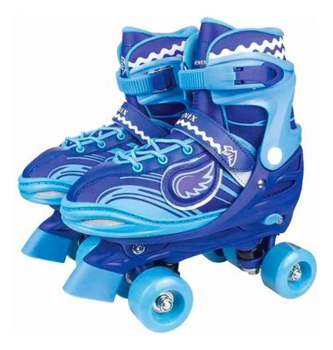 Patins Roller 4 Rodas Com Luz 34 A 37 Ajustável Azul