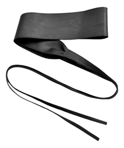 Cinturón Ancho Obi Wrap Con Lazo Ajustable Vegano Mujer Negro Único