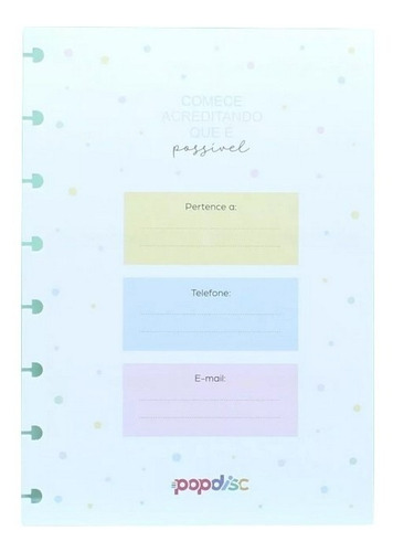 Folhas P/ Planner Mensal Candy Colors Medium Pop Disc de 90 g/m2