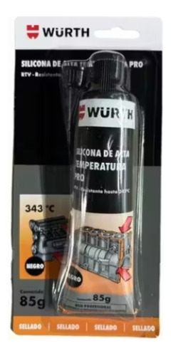 Silicona De Alta Temperatura Negra 85gr - Wurth