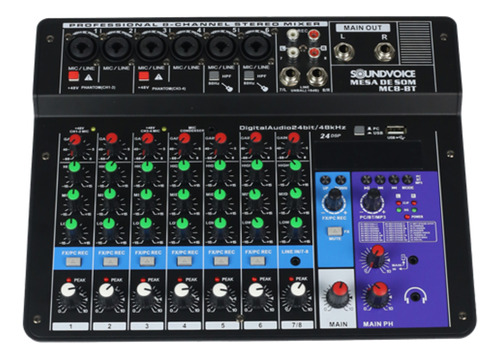 Mesa De Som Compacta 8 Canais Soundvoice Mc8-bt