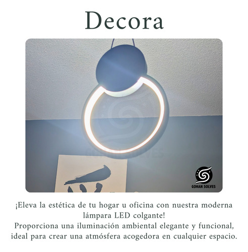 Lampara Led Colgante Anillo Decorativo Iluminación 3 Tonos
