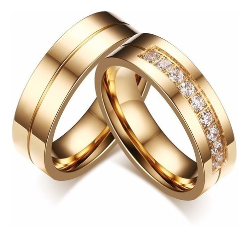 Lindo Par Alianças Banhada Ouro 18k Com Zirconia
