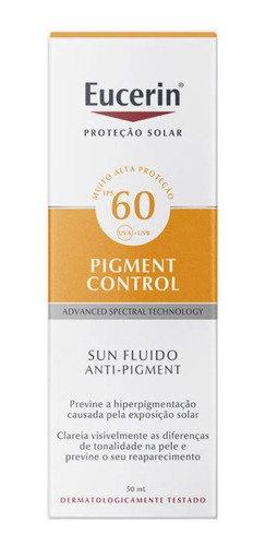 Imagem 1 de 3 de Protetor Solar Eucerin Sun Pigment Control Facial Fps60 50ml