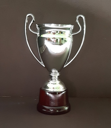 Copa Champions League Plástica Asas Plata Base Madera 24c En