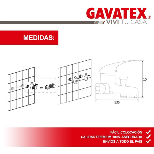 Imagen 4 de 10 de Grifería Baño Ducha Canilla Monocomando C/transferencia Gx