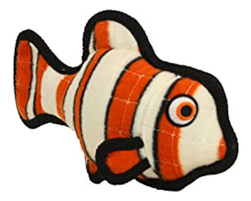 Tuffy Ocean Creature Fish, Durable Dog Toy, Orange