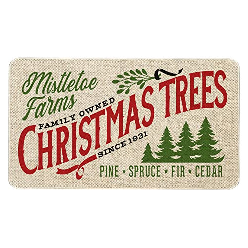 Tapete De Puerta De Lino  Farm Christmas Trees  Decorac...