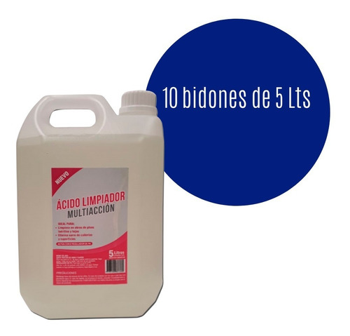 Imagen 2 de 10 de Acido Muriático 19% Reductor De Ph X 50 Lt Envio Pais