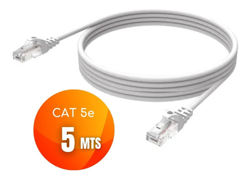 Cable De Red Utp Cat5e Armado Con Rj45 Cat5e, 5 Metros Gris