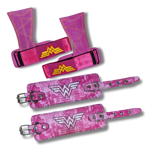 Kit Calleras Straps Y Grilletes De Cuero Para Gym Mujer