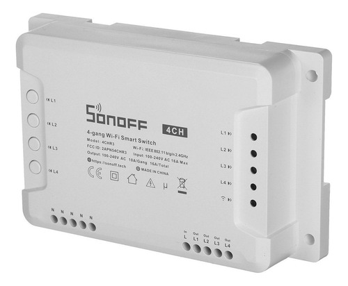 . Interruptor Inteligente Wifi Sonoff 4ch R3 De 4 Vías For