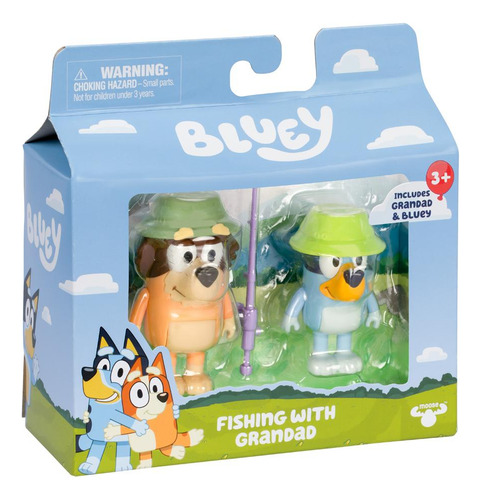 Kit 2 Bonecos Colecionáveis 6cm Bluey - Pescaria Com Vovô
