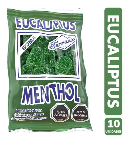 Gomitas Eucaliptus Menthol, De Fruna - Pack De 10 Unidades.
