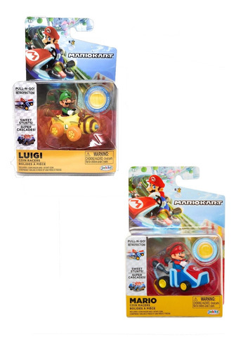 Set Vehículos De Mariokart Y Luigi Serie Coin Racers