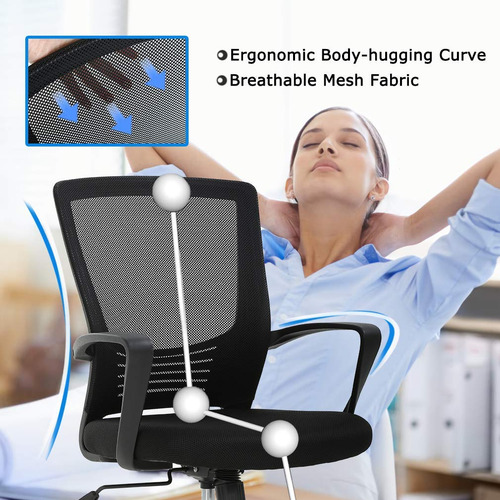 Silla De Escritorio De Malla Para Computadora Con Brazos De
