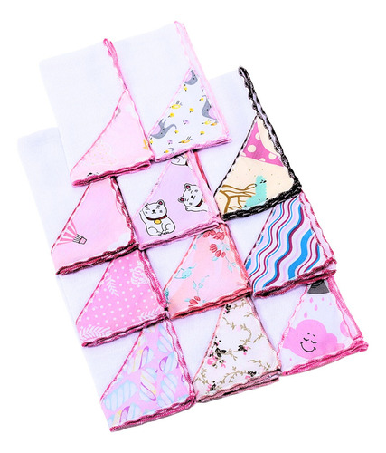 Kit 11 Fraldas Bordadas De Boca Para Bebê Pano Duplo Macia Gênero Meninas Tamanho 35x35 Cm