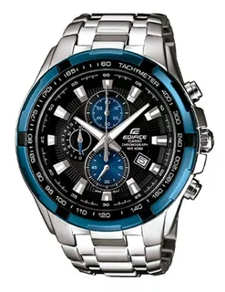 Reloj Casio Edifice Ef-539d-1a2vudf Hombre Color de la correa Plateado Color del bisel Azul Color del fondo Negro