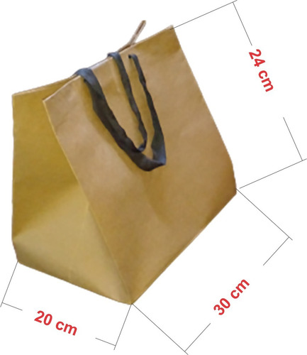 50 Bolsas Con Cordon (manija) - Kraft - 20x30x24 Negro