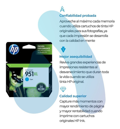 Imagen 5 de 7 de Cartucho Hp 951xl Cyan Magenta Amarillo Original 8610 8620