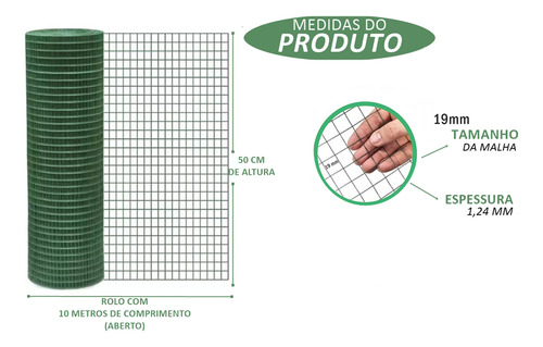 Tela Reforço Soldada Galvanizada Alvenaria Fachada 0,50mx10m