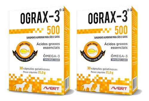 Kit 02 Unidades Suplemento Ograx 3 500 Caixa Com 30 Cápsulas