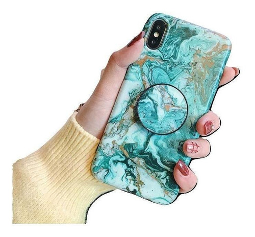 Funda Para iPhone+ Soporte Marmol Piedra Gruesa Mujer Hombre