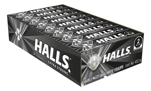 Halls Extra Strong (negras) 18 Pzas De Caramelo Macizo