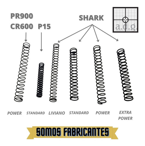 Imagen 3 de 8 de Resorte Para Rifles Standard Power Extra Power O Liviano Adg