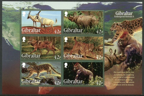 2012 Fauna En Peligro Extinción- Felinos- Gibraltar (bloque)