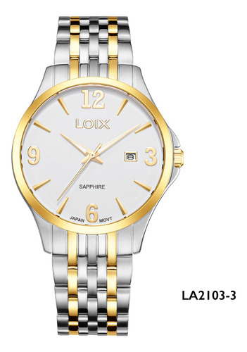 Reloj Hombre Loix®  La2103-3 Plateado Con Dorado,  Blanco