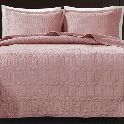 Cobre Leito Queen 3 Pçs Celeste Dupla Face Percal 300 Fios Cor Rosa