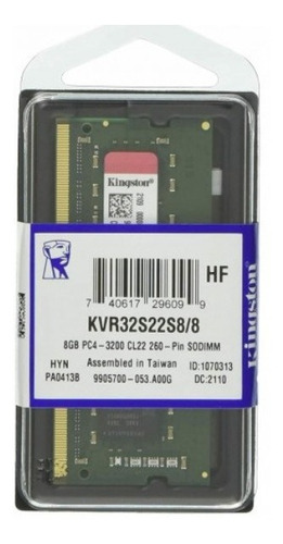 Memoria Ram Ddr4 Kingston - 8gb 3200mhz - Para Laptop