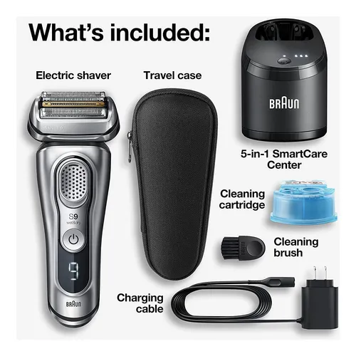 Braun Razor 9390cc Waterproof Seco Mojado Barba Cortar Plata