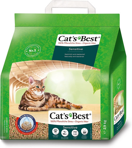 Granulado Ecológico Cats Best Sensitive Para Gatos 2,9kg x 2.9kg de peso neto
