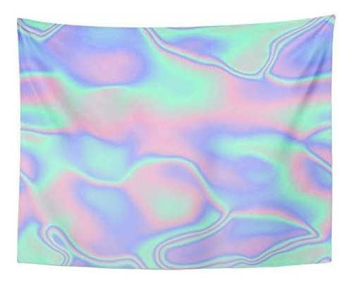 Spxubz Tapiz De Pared Holograma Rosa Ondas Holográficas