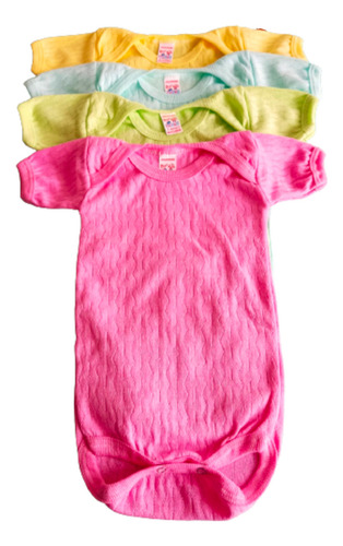 Set 4 Pañaleros Bebé Manga Corta Colores Niña Niño Tallas