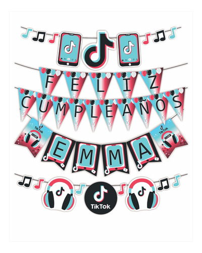 Tik Tok Banderines Imprimibles Para Cumpleaños