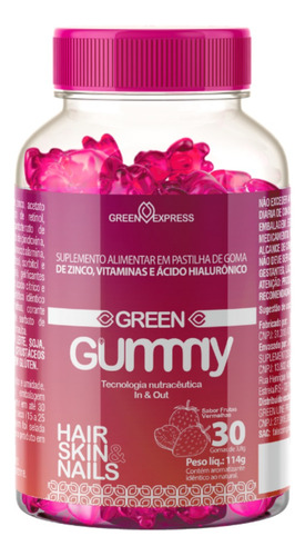Green Gummy - Ácido Hialurônico, Vitaminas E Zinco