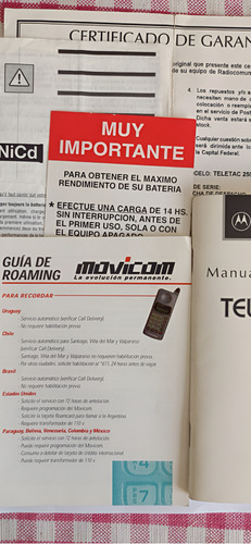 Manual Usuario De Antiguo Celular Motorola Tele-tac 250 (Usado)