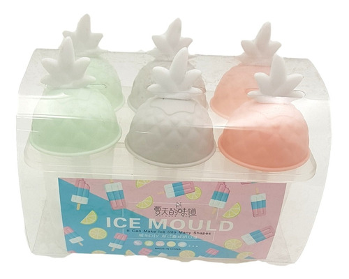 Set De 6 Moldes Helados Paletas Diseño Piña