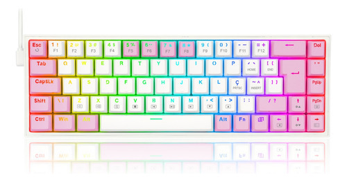 Teclado Gamer Redragon K631wp Castor Rgb Switch Blue Bc Pink Cor De Teclado Branco Com Rosa Idioma Português Brasil