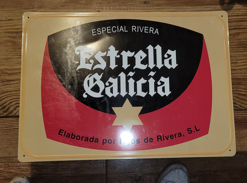 Cartel De Chapa Cerveza  Estrella  Galicia 40 X 30 Cns