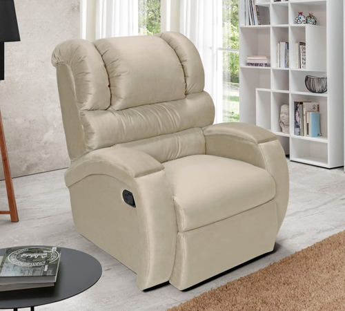 Cadeira Do Papai Reclinavel Grande Com Gatilho Suede Bege