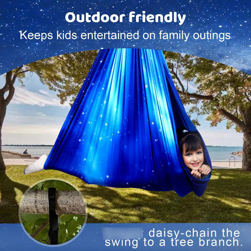 Columpio Sensorial Doble Capa Para Niños Y Adultos 300 Lbs Azul (star Blue)