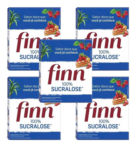 Adoçante Finn Pó Sucralose C/50 Envelopes Pequenos Kit 5