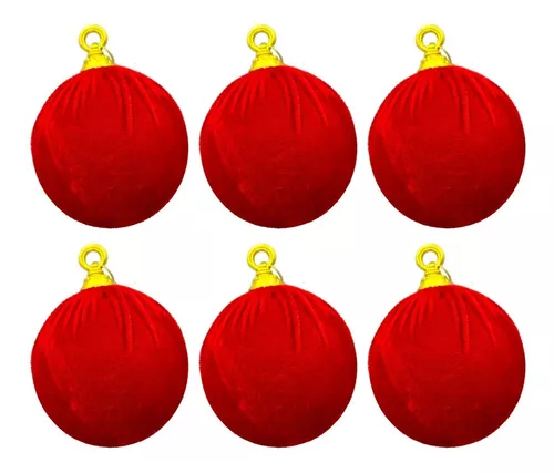 Jogo de Bolas Natalinas Variado Vermelho Verde e Dourado Miró 6Pcs 8cm Miró  Christmas Natal Tropical Multiloja