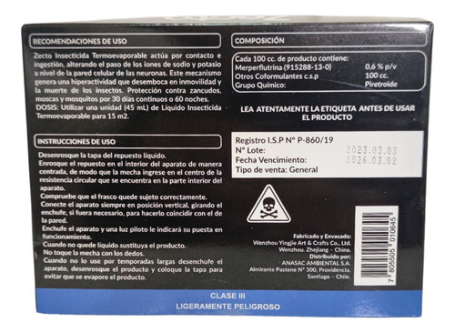 Pack 6x Zecto Insecticida Ahuyenta Mosquitos Líquido Difusor